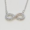 9ct White Gold Cubic Zirconia Stone Infinity Necklace - Image 3